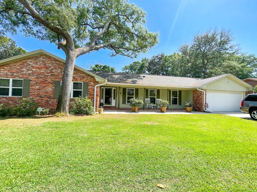 This 4 bedroom home is a MUST SEE.  The spacious, 2096 square foot home was remodeled in 2006 and features a large primary suite including a huge shower in the primary bathroom. The flooring is a breathtaking brazilian cherry, and the home has an updated kitchen with double pantries.  The home is situated on .34 acres  which backs up to Choctaw High.  Enjoy the view of the expansive backyard from the four seasons room. In the fenced backyard you will find a pool, a big green egg and nest which will convey with the home as well as a 15 ft shed complete with an attic.  This home had the wiring replaced during the remodel as well as a new roof installed one year ago.