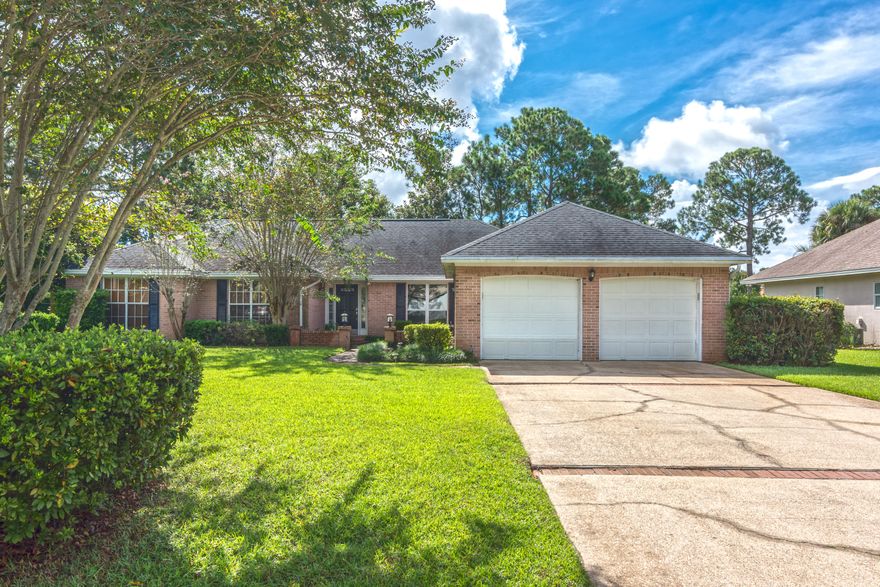 Elegant all brick home on the Marsh Golf Course, #7, in the gated community of Southwind in Bluewater Bay, less than 1/4 mile to the bay and 7 miles to the beautiful white beaches in Destin. All new updated kitchen to include: painted paint cabinets, new granite countertops, white subway tile backsplash, and stainless/Black appliances, new sink and plumbing fixtures and new lighting. What great views of the golf course out the kitchen nook windows. Master bath newly painted, new granite countertops, new plumbing, new sinks, with large walk in shower with dual heads. Master bedroom windows overlooks the pool and golf course. There are newer windows in kitchen, master bedroom, and bedroom two. Family room is accented with a gas fireplace to go with the cathedral ceilings.