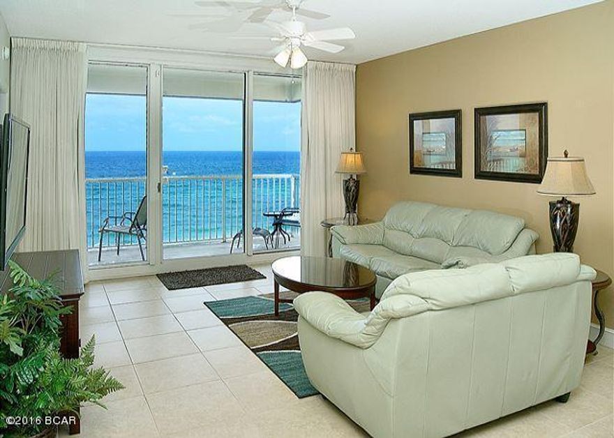 CORNER UNIT LOCATION! PERFECT ELEVATION WITHIN THE STACK! CONVEYS WITH DEEDED PRIVATE PARKING SPACE! Beautifully decorated 1535sq.ft 3Br/2Ba 7th floor corner unit in excellent condition. Upgraded tile throughout. Includes private parking space. Master bedroom and living/dining area are gulf front. Separate glass shower, whirlpool tub, doubly vanity and separate dressing area. Living area and master bedroom open up to gulf front balcony. 2nd bedroom has private balcony. 3rd bedroom is currently being used as a bunk room but could accommodate a queen sized bed. Prime floor for rental/resale. A great little weekend getaway or a wonderful investment opportunity.