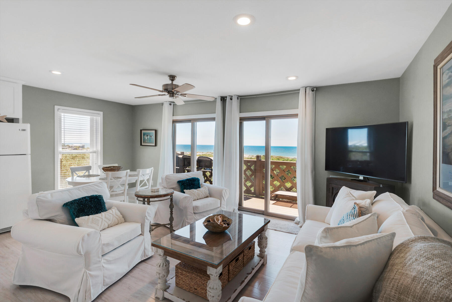 Gulf Front with amazing views! The condo is located in the gated community of Inlet Dunes which is a highly desirable location with quick and easy access to the beach. Inlet Dunes is located on the south end of 98 on S Orange Street and is walking distance to the restaurants and events in Rosemary Beach and 30Avenue. The quiet gated Inlet Dunes community offers a direct, short boardwalk over the protected dunes beach access.