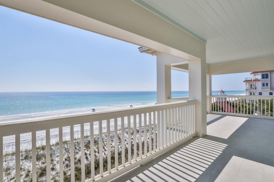 This new construction, contemporary style gulf front home in the gated community of Shipwatch is in the process of being fully furnished and rental ready. The first level has one bedroom and an additional room equipped with a wet bar which could serve as a media or bunk room providing the perfect setting for children. Lounge by the pool or step directly on the walkover to the white sugar sands of the Emerald Coast. The first level is designed for entertaining with an open floor plan encompassing the living/dining area surrounded by expansive covered balconies. The living area features a gas fireplace, 11 foot ceilings and the gourmet kitchen is equipped with state of the art Dacor appliances. The master suite features an electric fireplace, master bath wit