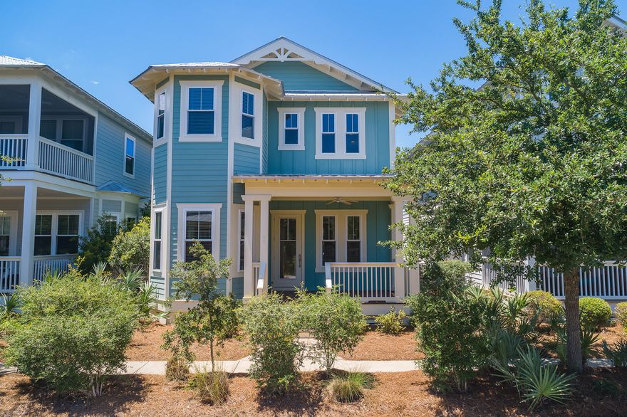 Beach Home nestled between protected borders of the State forest and less than a mile from 30A beaches. This home offers 1925 sq. ft., 2 owner's suites (one on each level), bonus/office room, 2.5 baths, spacious two story family room, owner's lock-out, nicely appointed features including Schlage home monitoring system ( lock & light/thermostat control) utilizing z-wave technology, pine flooring throughout all living areas, granite in kitchen and all baths, cafe stainless steel appliance, duel fuel range, outdoor shower, sun deck and back porch for outdoor entertaining, and a trellis parking area with pavers and alley access.