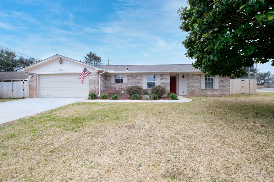 Welcome home to a well-kept home featuring a spacious backyard, no HOA, covered boat/RV concrete pad, with a fully fenced yard with mature landscaping along the fence line. There is a large double gate on the side of the yard and a single gates towards the front. The double garage has been painted and sealed also. Majority of the home is tile and has been professionally cleaned ready to move in! The fourth bedroom is facing the backyard was properly permitted and features a semi- brick wall and full closet and windows. This would make a great office or play room. The home is fully equipped with security cameras that will convey with the purchase, and the appliances will also stay in the kitchen. This home is ideal for the family that needs space for their recreational items and no HOA.