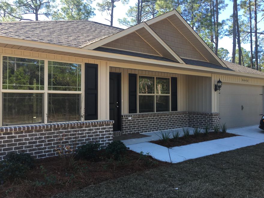 To Be Built! Beautiful New Home with brick accent on the front. Nice Modern cabinets, lighting fixtures, plumbing fixtures. Granite counter tops in the kitchen and bathrooms. Tile floors in Kitchen, Master bath, Hall bath. Ceiling fans in the Master Suite and the Living room. Energy Efficient home with quality windows, insulated exterior doors, ceiling and exterior walls. Laundry Room inside house. Master Suite has a walk-in closet. 14 SEER Heat Pump.