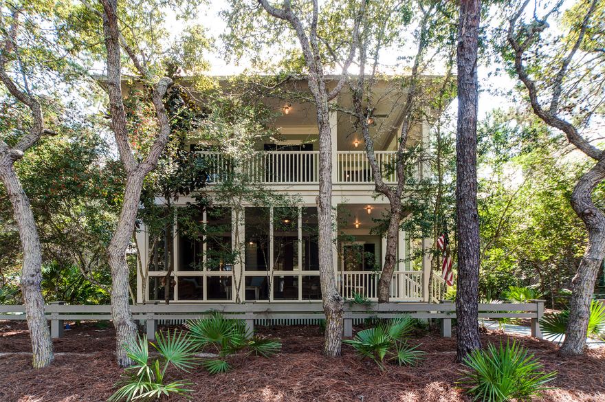 This charming 4 bedroom home, located on the desirable western edge of WaterColor, calls back to yesteryear but with all the popular amenities of modern living. Situated along the horseshoe of Western Lake Drive, this low traffic, tranquil neighborhood is just a five-minute walk to the WaterColor Beach Club and the beautiful clear gulf waters. Nearby bike and hiking trails, parks, tennis facilities, as well as four resort style swimming pools with poolside dining, make this an idyllic year round home or vacation retreat. Buyers will immediately notice the large, welcoming screened front porch, which is the perfect place to watch children play or meet neighbors.