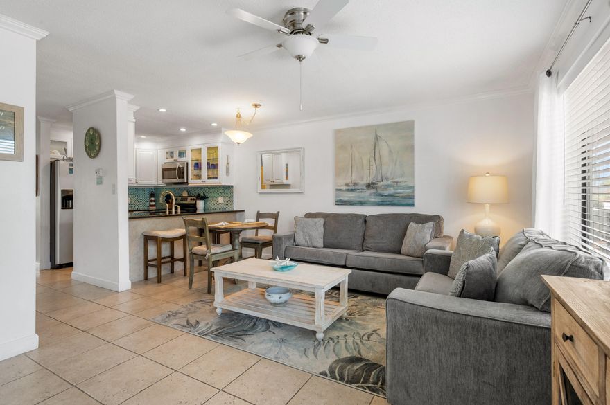 This charming, beautifully maintained 1-bed, 1-bath condo is serving up coastal vibes on the daily. Nestled on the ground floor (no stairs, no problem!), you're just a short sandy stroll from the sugar-white beaches of the Emerald Coast. Yes, the kind of sand that squeaks under your feet. Step inside and you'll find an open layout that's as breezy as the Gulf winds, a private patio perfect for sipping margaritas, and direct access to the community pool, so you can cannonball your stress away whenever you please.Whether you're looking for a money-making rental, a weekend escape, or a permanent 'out of office' lifestyle, this move-in-ready gem is in the heart of it all, minutes from shopping, dining, and everything that makes Miramar Beach magical.