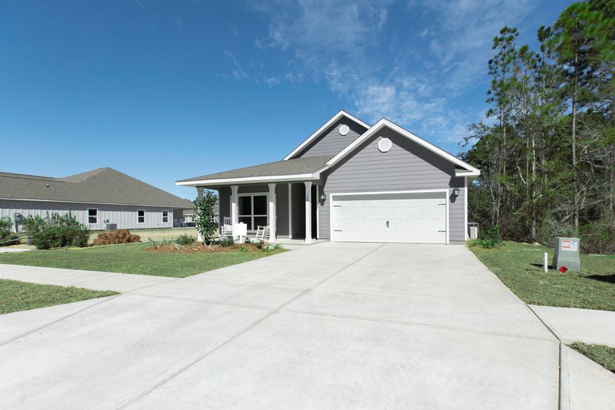 This Delray plan is now available. Secure today to select colors and option pre-construction. Very open kitchen with fabulous island featuring bar seating & storage on both sides and large corner walk-in pantry. The Great room is open to the kitchen which makes this home PERFECT to entertain! The 23 ft covered back porch overlooks state woodlands for peaceful and private views. Master bedroom is extremely spacious and separate from the 3 guest bedrooms. Master Bath is complete with His and Her separate closets and a large tiled walk-in shower with bench seat and lengthy double vanity. LED lighting, NEW Smart Home package, Kinetico water filtration, solid surface counter tops, EVP flooring, all backed by builder & structural warranties