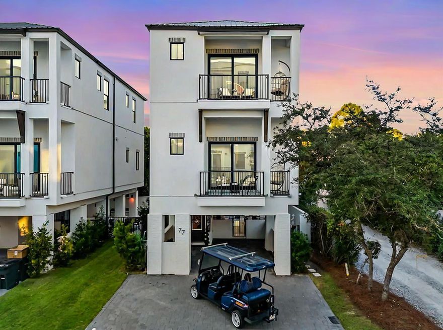 **Second position owner financing option of $300,000 available for only 2% interest rate. This will help reimburse you for some of the down payment expenses.** Discover Deja Blue Villa: A Luxurious Coastal Escape with Gulf views of the famous picturesque Emerald Green waters. Welcome to Deja Blue Villa, a meticulously designed, newer constructed beach retreat that blends luxury with relaxation. Perfectly crafted for groups of up to 16 and rental ready. This three-story villa offers breathtaking Gulf views, exclusive amenities, and private beach access--ideal for an unforgettable vacation experience. This property will rent better than all of the surrounding competition due to boasting so many unique amenities such as a Sauna, Cold Plunge, Arcade Games, Golf Cart, and so much more Key Features - 
Private Gated Beach Access: Enjoy a secluded stretch of sand just a few feet away through a gated entrance.
Golf Cart: Complimentary 6-seater golf cart equipped with Bluetooth speakers for easy transport and entertainment.
Private Pool: A covered pool with lounge chairs, seasonally heated for year-round enjoyment.
Outdoor Firepit: Create cozy memories with loved ones under the stars.
Spa Amenities: Relax in the private sauna and invigorating cold plunge.
Chef's Kitchen: Fully equipped with high-end Viking appliances for effortless meal preparation.
Elevator Access: Effortless navigation between floors with a convenient luggage dolly included.
Modern Tech: High-speed WiFi and smart TVs in every bedroom ensure seamless connectivity and entertainment.
The Space - 
This Gulf-view gem offers a spacious layout with six bedrooms and multiple living areas designed for comfort and luxury. Thoughtful design ensures privacy while still promoting a sense of togetherness, with four master suites featuring en suite bathrooms and additional rooms accommodating flexible sleeping arrangements.

Enjoy stunning panoramic views from the living areas and master bedrooms, making every moment feel like a postcard-worthy experience.

Sleeping Accommodations
6 Bedrooms: Includes 4 master suites with en suite bathrooms for ultimate comfort.
Smart TVs in Every Room: Stay entertained with high-tech amenities throughout the villa.

Whether you're relaxing by the pool, savoring the emerald green water views, or exploring nearby attractions, D??j?? Blue Villa promises a luxurious and memorable escape. Schedule your private tour today!