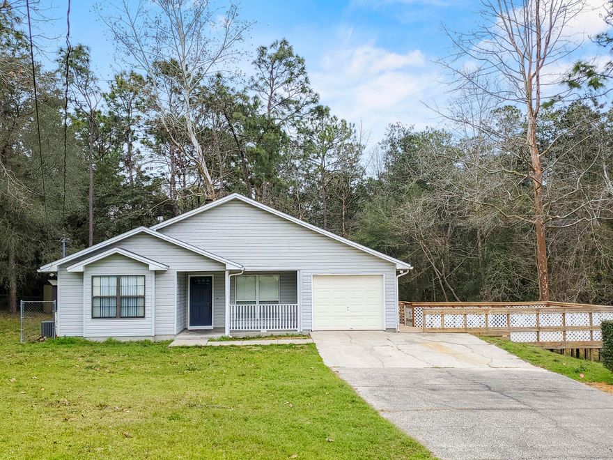 Situated on a large .79 Acre lot in a quiet cul de sac. This split 3 Bedroom/2 Bath home is conveniently located south of Crestview and close to bases and beaches.  Entire house has been freshly painted and there is ceramic tile flooring throughout. Spacious Living room has a corner fireplace. Kitchen is equipped with all Stainless Steel appliances. Partially Fenced Back yard, screened in Back Porch and huge Deck which is a great place for entertaining. Roof is 5 years old, HVAC is 5 years old and Water Heater is 1 year old. Shed to convey as is.