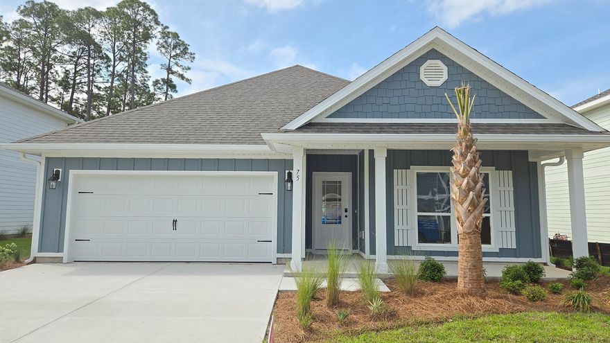 Welcome to 25 Nellie Preserve Lane at Nellie Preserve in Santa Rosa Beach Florida. This home is ready for move in and features the Rhett floor plan. This single-family home offers an exceptional retreat for those seeking a blend of sophistication and ease.As you enter this home you are met by the Rhett plan's charming front patio, an inviting space for relaxation and neighborly chats. The elegant partial glass entryway door floods the entry with natural light, setting the stage for the home's warm and welcoming atmosphere. Inside EVP flooring unites the living spaces in a seamless flow.