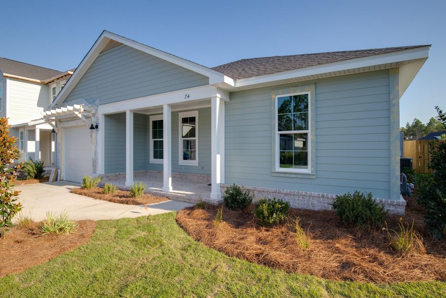 Introducing Stillwater, the newest neighborhood within the Watersound Origins community. The Adam Plan has 3 bedrooms and 2 baths with an attached garage. This open floor plan includes 9' ceilings throughout, quartz kitchen and bathroom countertops, stainless steel appliances, wood cabinetry with soft-close features, crown molding, Luxury Vinyl Flooring, and subway tile. Notable exterior features include heirloom brick, irrigation system and a large screened in back porch for entertaining. The Watersound Origins community is a wonderful neighborhood full of amenities including the Village Commons pool & fitness center, miles of nature trails, dock access to Lake Powell, unlimited golf and much more. Estimated completion mid Sept.