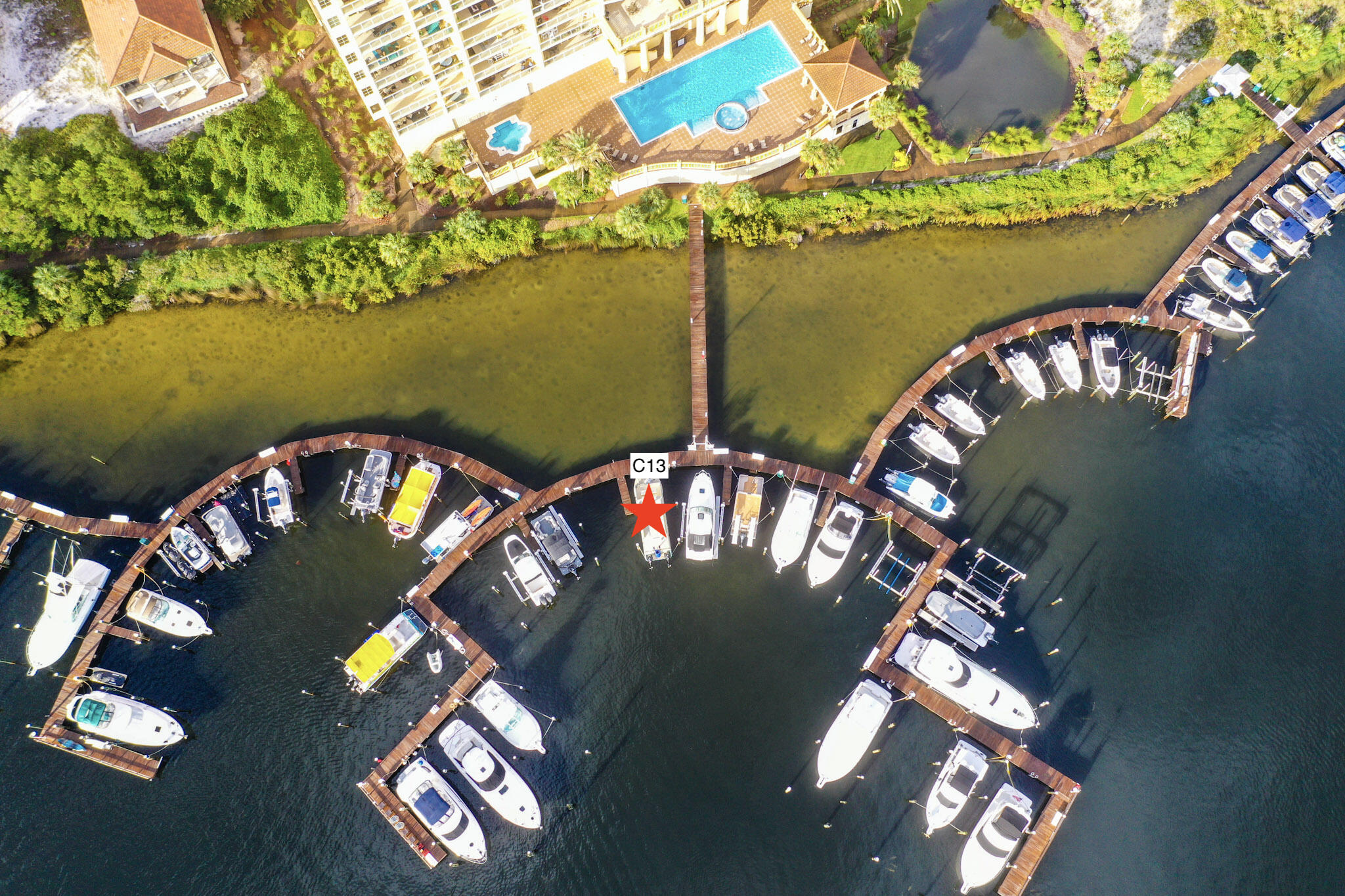 15 x 31 wet slip in Marbella Yacht Club. All measurements of boat slip and monthly fees to be verified by buyer and dock master.