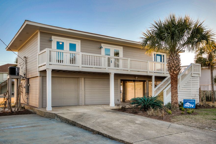 This adorable beach cottage has been completely gutted and FULLY renovated for ideal beach living. The 3 bedroom, 2 bath home is perfectly situated just a stones throw from the bay and only 0.2 miles from the Gulf. Starting with the exterior, the entire deck has been replaced, brought up to code and extended all the way across the back of the house to allow access from the new master French doors. Hog fencing has been added below the front stairs and wraps around the side of the house to allow for additional privacy in the spacious outdoor living area. This is the ultimate entertainment space as the outdoor living area graciously flows to the massive backyard. By expanding the back deck and adding a center staircase this allows for an amazing focal point and central access.
