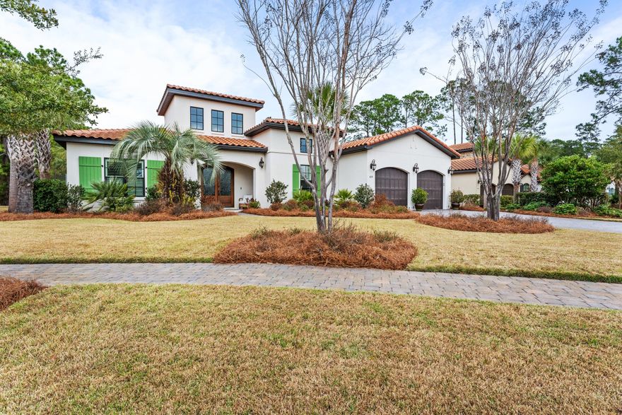 Stunning Lakefront Custom One Level Home featuring 4 Bedrooms and 4.5 Baths in one of the areas newest neighborhoods.  Attention to detail with the finest of finishes, this beautiful residence was recently built in 2019 by Shires Construction.  Outstanding craftsmanship, with each bedroom having an en suite bath, hardwood floors throughout, separate dining room, ample garage parking for two cars and a separate golf cart garage, home generator, an invisible fence to keep your pets close to home, and screened lanai with spacious summer kitchen and outdoor living area make this special property a must see!