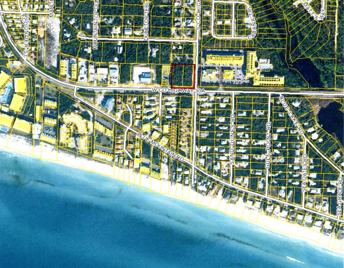 Beautiful 1 acre +/- corner parcel on Scenic Hwy 30-A in the heart of Blue Mountain Beach. High visibility property, located on the NW corner of 30-A and CR 83 across from Redfish Village, has excellent exposure and access with 200ft frontage on Scenic Hwy 30-A, and 215ft frontage on Hwy 83. Zoned Village Mixed Use, this parcel has many commercial and/or residential development opportunities available. Public beach access within short walking distance. Both Lot 12 & 13 are being sold together as one parcel. Owner will consider reasonable offers...