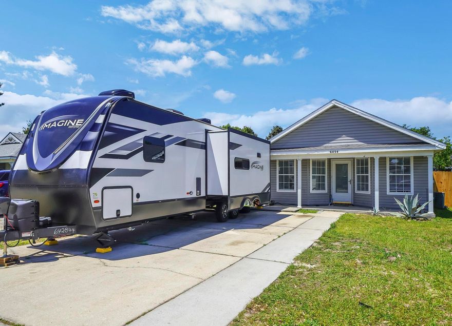 Welcome to your next home located in the highly sought-after Lighthouse Pointe neighborhood! This stunning three-bedroom, two-bath home is situated on a quiet street with sidewalks and minimal traffic, making it the perfect haven for you and your family. As soon as you walk through the front door, you'll be greeted by an abundance of natural light and stylish decorative tile, which sets the tone for the rest of the home.The layout of this home is ideal for families, with two bedrooms and a shared bathroom located just off the foyer. One of the bedrooms is currently being used as a functional office, perfect for those who work from home or need a dedicated space for studying. As you move into the living room, you'll be struck by how well-lit and inviting the space is.