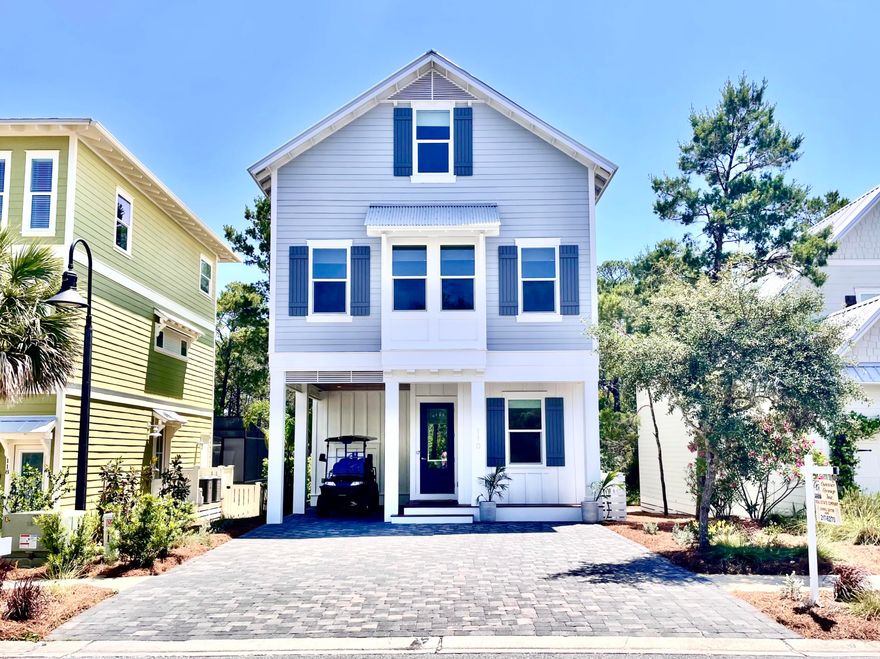 Charming Florida coastal cottage, Shadow Pines community. Located within 2 blocks to public beach access and to Gulf Place Town Center where you can enjoy shopping and restaurants. Beautifully appointed 3 story home, with balconies on each level, open concept design, nestled within the pines you get the peace and serenity for your enjoyment with 30 ft. preserve buffer.   Builder has included many features such as finished hardwood flooring throughout, 8ft. doors, 10ft ceilings. Gourmet kitchen appliances, large pantry. Fireplace in living room. The entire house has water softening filtration system, 3 HVAC units with dehumidify and Reme-Halo, whole home in duct air purifier system. This home can be enjoyed as primary residence or placed on short term rental program. SP has Community pool.