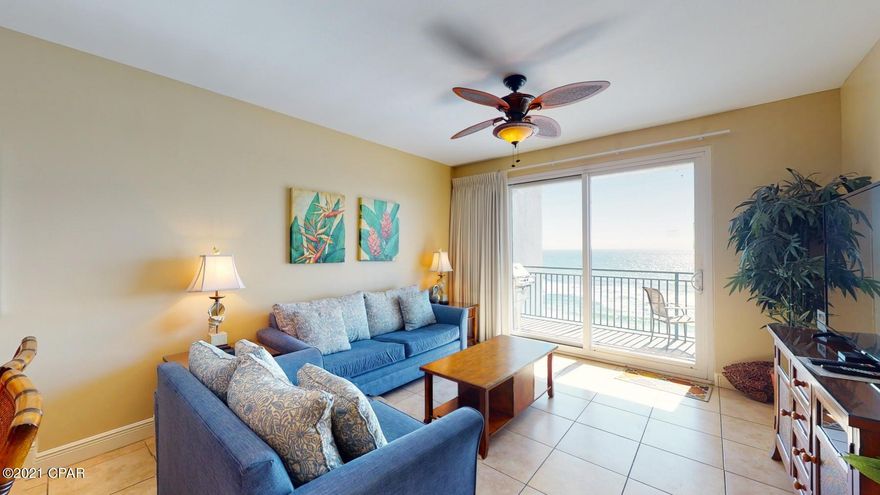 This excellent property conjures up images of sun-splashed days of swimming, biking, and relaxing. It lives like a beach house but comes with all the benefits of owning a condo. This property has been upgraded with stainless in the kitchen and hard surface flooring in the living area and conveys fully furnishings and rental ready! New paint throughout and new carpet in bedrooms! Efficient floor-plan (1358sq.ft.; 2Bed, 2Bath + Bunkroom ) allows for fabulous Gulf and sunset views from balcony, living room, dining room, kitchen, & master suite providing the ultimate alfresco living and entertaining environment! Sunset views from the private balcony are perfect end to a sunny day and beginning to an exciting evening.