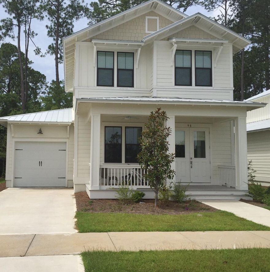 Surrounded by the peace and beauty of Point Washington State Forest, this beautiful home is everything you are looking for. Move in ready and newly constructed with upgrades of marble countertops, hardwood floors, GE profile appliances, 10 foot ceilings, irrigation system and a built in security system! The kitchen, dining and living room are an open floor plan and make entertaining a delight. The master bedroom is on the first floor with a covered porch that backs to the state forest. A large soaking tub, separate walk in shower and double vanity with Carrara marble countertop make the stunning master bathroom a dream. Close to 30A and only a 5 minute drive to the beach. Call today to view this amazing home!