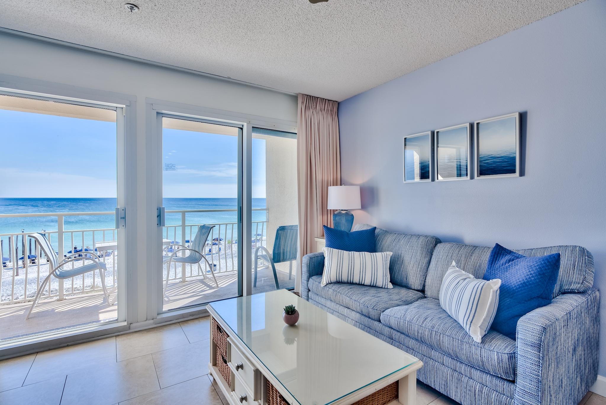 Welcome to Crystal Sands, a quiet low-density development located directly on the Gulf of Mexico, consisting of two Gulf front 3-story condominium buildings in the popular Crystal Beach area of Destin. Unit 207A is a beautiful unit located in the West building of Crystal Sands. This 1-bedroom, 1.5-bath condominium has been fully renovated with beautiful 20' porcelain tile floors throughout the main living areas and bathrooms, new granite countertops & breakfast bar in the kitchen plus granite vanities in the bathroom, stainless steel appliances, newer hot water heater (2018), plus updated washer and dryer. The unit is being sold fully furnished and decorated with fresh coastal decor & flat screen TV in living area. There are breathtaking Gulf views from interior and balcony to enjoy!