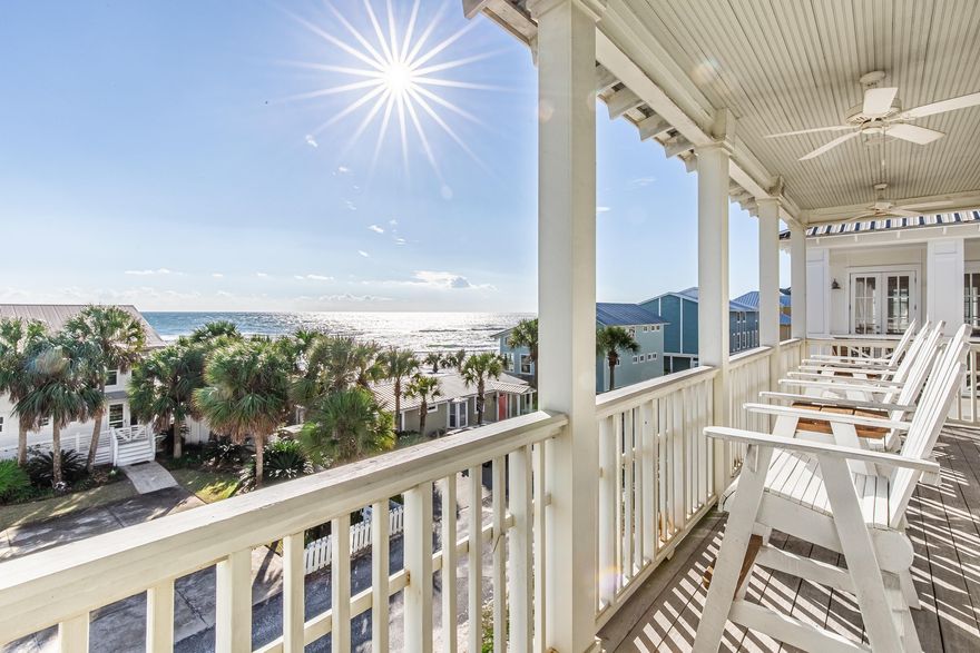 ONLY ONE ROW OFF THE BEACH!! This stunning home sits in the neighborhood of Summers Edge off Scenic Highway 30A. With Sparkling Gulf views, 1 minute walk to the beach, 2 gated community pools (one can be heated) and 4 spacious bedrooms (plus built in bunks) this home is one you won't want to miss. Two of the floors have multiple balconies so there is no shortage of outdoor space to enjoy the sunset over the Gulf with a cocktail. The first floor includes foyer, garage and storage space. There are multiple living rooms (one of the 2nd and 3rd floors) for when you want to spread out and the sound system in the home goes out to the balconies for enjoying music both inside and out. The second floor has two guest bedrooms each with its own bath (with shower/tub combo) as well as built