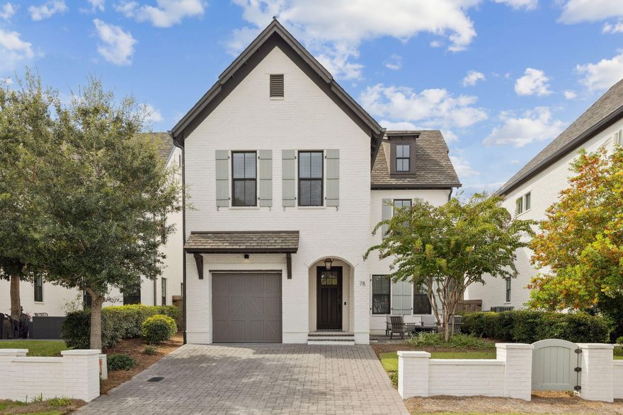 This beautifully crafted residence at 78 Ridgewalk Circle exemplifies modern coastal living with timeless design and thoughtful detail. Built in 2018 and impeccably maintained, this two-story home showcases superior construction and a sophisticated aesthetic throughout.Inside, natural light fills the open-concept living spaces, accentuating rich hardwood and luxury tile flooring. The heart of the home is a spacious kitchen offering generous counter space, abundant storage, and a seamless flow to the adjacent dining and living areas -- ideal for both everyday living and entertaining. Each space has been intentionally designed for comfort, style, and effortless functionality. Upstairs, the home features three well-appointed bedrooms, including a serene primary suite that serves as a private retreat. Two full bathrooms provide convenience and modern comfort, while decorative accent walls add warmth and character to the interior design. Quality construction is evident throughout, with a durable composite roof and classic brick exterior providing both lasting value and exceptional curb appeal.

Outside, the manicured grounds and inviting outdoor spaces offer a perfect extension of the home. Whether enjoying morning coffee or dining al fresco, the setting provides both privacy and tranquility.

Ideally located on Ridgewalk Circle, this property offers easy access to local beaches, shopping, and dining. A quick walk to the iconic Gulf Place Development, offers access to some of 30A's most famous establishments including Shuck Gulley Oyster Bar, Papa Surf Burgers and more. 

From its elegant curb appeal to its refined interiors, this home represents a harmonious blend of modern luxury and everyday livability.

Don't miss the opportunity to make 78 Ridgewalk Circle your new home. Schedule your private showing today and experience this remarkable property in person.