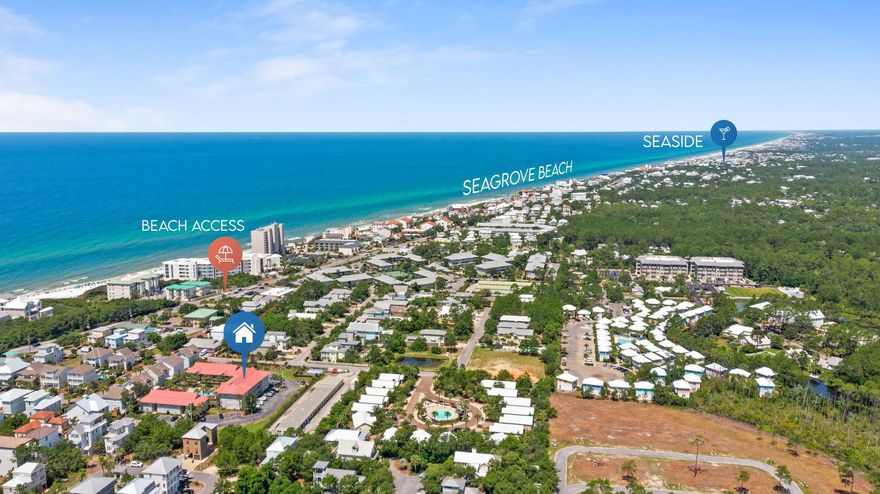 Excellent Rental Opportunity in Seagrove-30A! Less than two blocks to South Walton's newest 'coming soon' Regional Beach Access including restrooms & parking (per Walton TDC, estimated completion summer 2022) and two blocks to TWO existing accesses...Here is your chance, turnkey 3BR one block off 30A available for under $650,000! Beautifully updated end unit in the heart of the sought after beach community Seagrove Beach, this well maintained unit boasts great rental history and is booked solid through the summer as well as some fall weeks. Sold fully furnished & rental ready, this gorgeous remodeled unit features