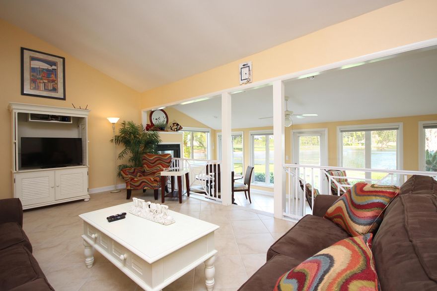 ***A MUST SEE*** This single story end unit in Bayou Village won't last long! Updated and furnished, this charming coastal townhome-style condo is ready for you to start making memories and living the Sandestin lifestyle! With gorgeous views of the lake and the Choctawhatchee Bay, this condo that lives like a home, would make a great primary residence, vacation getaway, or vacation rental. The 240 sqft sunroom with electric fireplace offers additional living space and sleeping accommodations - perfect for those family beach retreats. The kitchen is open to the living and dining rooms with bar seating, and is appointed with granite countertops, tiled subway backsplash, and stainless steel appliances. High ceilings and tiled flooring throughout give this condo an open and spacious feel.