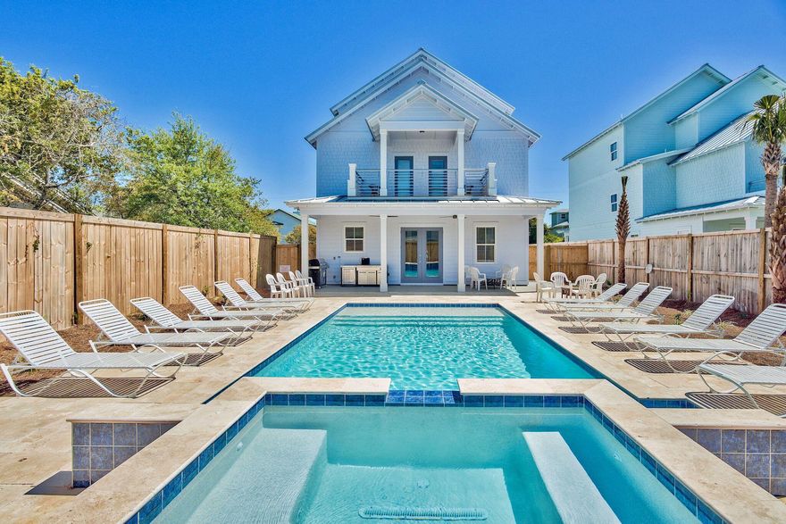 With $200,000 in GUARANTEED RENTAL INCOME from the current management company, this is an AMAZING OPPORTUNITY to own the beach house of your dreams. This brand new home is situated just a short 3 minute walk to the Shirah beach access and has been thoughtfully furnished to accommodate all of your guests. After a long day at the beach, you will appreciate the large heated swimming pool with spa waterfall. This resort pool is surrounded by travertine, which lends to its luxe feel. The chef's kitchen is equipped with high-end features that include stainless steel appliances, quartz countertops, soft-close drawers & cabinets and a dedicated ice maker for entertaining. The 3rd floor has a game room with wet bar, and pool table. Each of the 8 bedrooms has its own full bathroom and balcony.