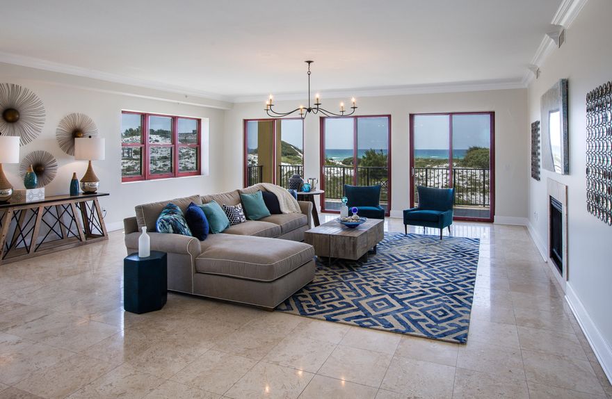 If you are looking for a home with that ''Wow Factor,'' this gulf front condominium residence is for you! Bathed in natural light, this rare corner unit offers travertine flooring, a gourmet kitchen with professional Viking appliances, a home theater, 10' ceilings, a wet bar & direct gulf-front views from the living room, kitchen, dining room, and master bedroom. The residence has a gulf front balcony that is 50 feet wide...as wide as most gulf-front lots! With over 4300 sq ft, this luxury condominium was recently painted and furnished by a local designer. The two guest bedrooms have a balcony that overlooks the lush pool and tropical landscaping. Sanctuary by the Sea offers private 24 hr security, 650 ft of private beach, 3 large pools, a fitness center, covered parking, & virtual golf