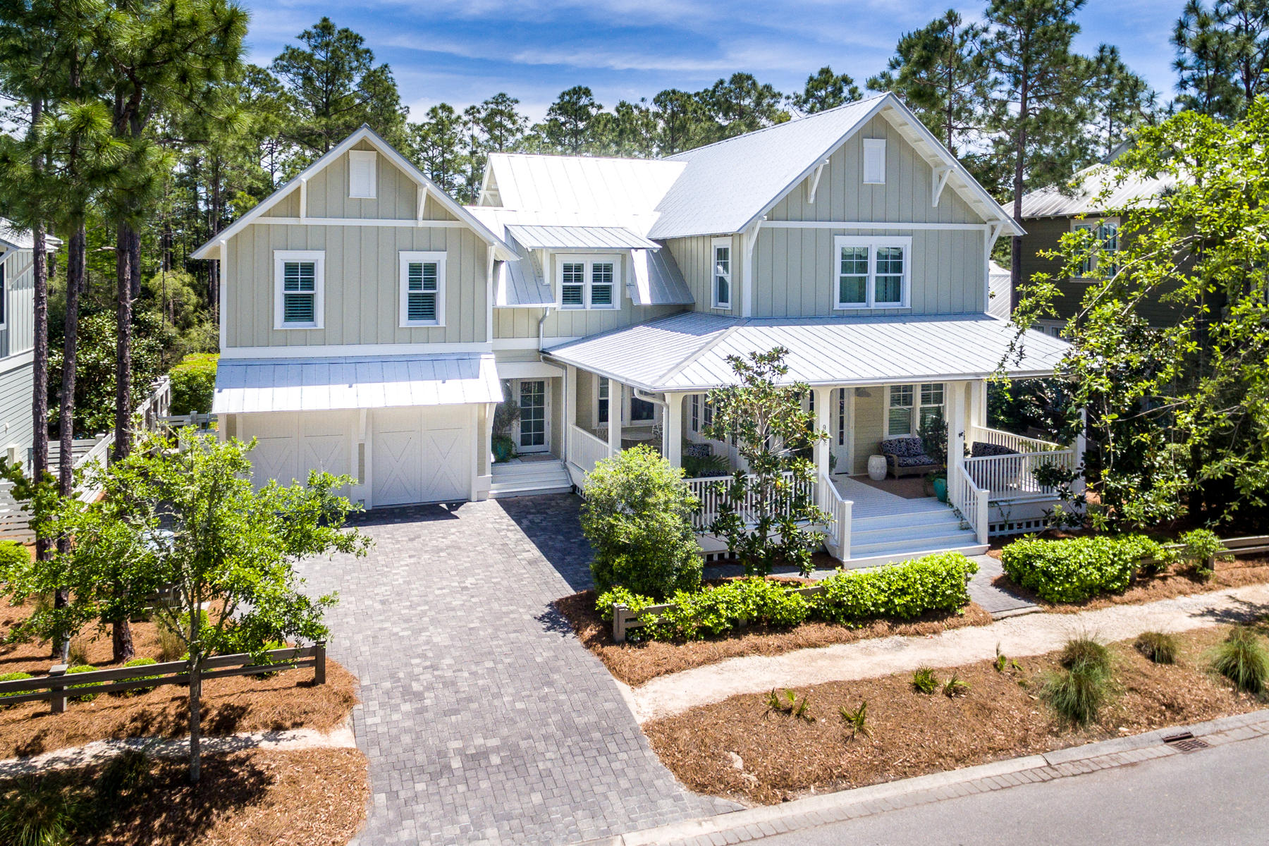 Stunning home in Watercolor of Scenic 30A! 95 Pine Needle Way exhibits gorgeous finishes throughout its exceptional floorplan that features six ensuites. Enjoy a turnkey coastal lifestyle, as this opportunity shall convey beautifully furnished, as professionally designed and decorated by Duce & Company Interiors. This home has been meticulously maintained as an infrequently utilized second home--never rented since newly being constructed. The lot is expansive, accommodating a wonderful backyard with a heated pool, and enjoying a tranquil greenspace as a backdrop.Please inquire for further details and to schedule your private showing.