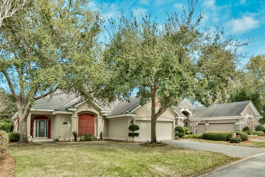 This adorable Carriage Home is a three bedroom three bath, plus office. This custom home overlooks the 16th hole at Kelly Plantation. Spacious open floor plan, finely appointed throughout with many custom features including porcelain tile floors, raised and trayed ceilings, designer lighting, crown molding, granite counters, upgraded appliances including two Fisher Pykel dishwashers, GE Profile 6 burner gas cooktop and refrigerator, GE Monogram ice maker, custom faux finished kitchen cabinets, Rinnai continuous hot water system with temperature control, plantation shutters and surround sound throughout, and much more. The great room has a gas log fireplace and stacking sliding doors opening onto the screened lanai and pool area.