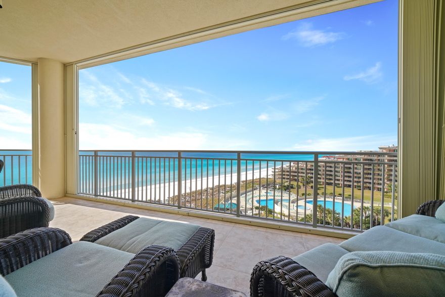 This Villa in Grand Dunes is located perfectly on the 6th floor of Grand Dunes' south tower, giving it gorgeous views of the emerald green waters and sugar white sands of South Walton.
This Villa is being offered un-furnished, so you will have a blank slate to add your own special touches to this incredible Gulf front unit. Features of this unit include: travertine flooring throughout the entire unit, granite countertops and vanities, soft-close drawers in kitchen and baths, ''premium'' stainless steel appliance package w/ 5 burner natural gas cooktop, 9.5 ceilings, ''super quiet'' interior Pre-wired for latest security and audio/visual for home entertainment, 8' solid wood interior doors and oversized glass w/ beautiful views of the Gulf. Master Bedroom offers: Walk-in closet, office, floor to ceiling glass and a sitting area. Master bath offers: travertine flooring and surround, separate dual head shower, jetted tubs, dual granite vanities and a separate water closet. All of these incredible features of this Villa are protected by Hurricane Shutters! Grand Dunes offers; 24 hour security, private and gated entry, 2 levels of gated underground parking for owners, lush landscaping, high speed / semi-private elevators, private foyers, 11' deep balconies with a built-in natural gas grill, private heated pool, "Owner's Lounge", Fitness Room, Conference Room, Overflow Suites for owners and guests, 200' of private beach, private beach service exclusive to Grand Dunes, Tennis Court and a beautiful Gulf front pool area that is shared by both buildings.

Grand Dunes is the "Emerald Coast's Most Desired Rental Restricted Beachfront Development"

Call us today to set up your private viewing of this beautiful Villa today!