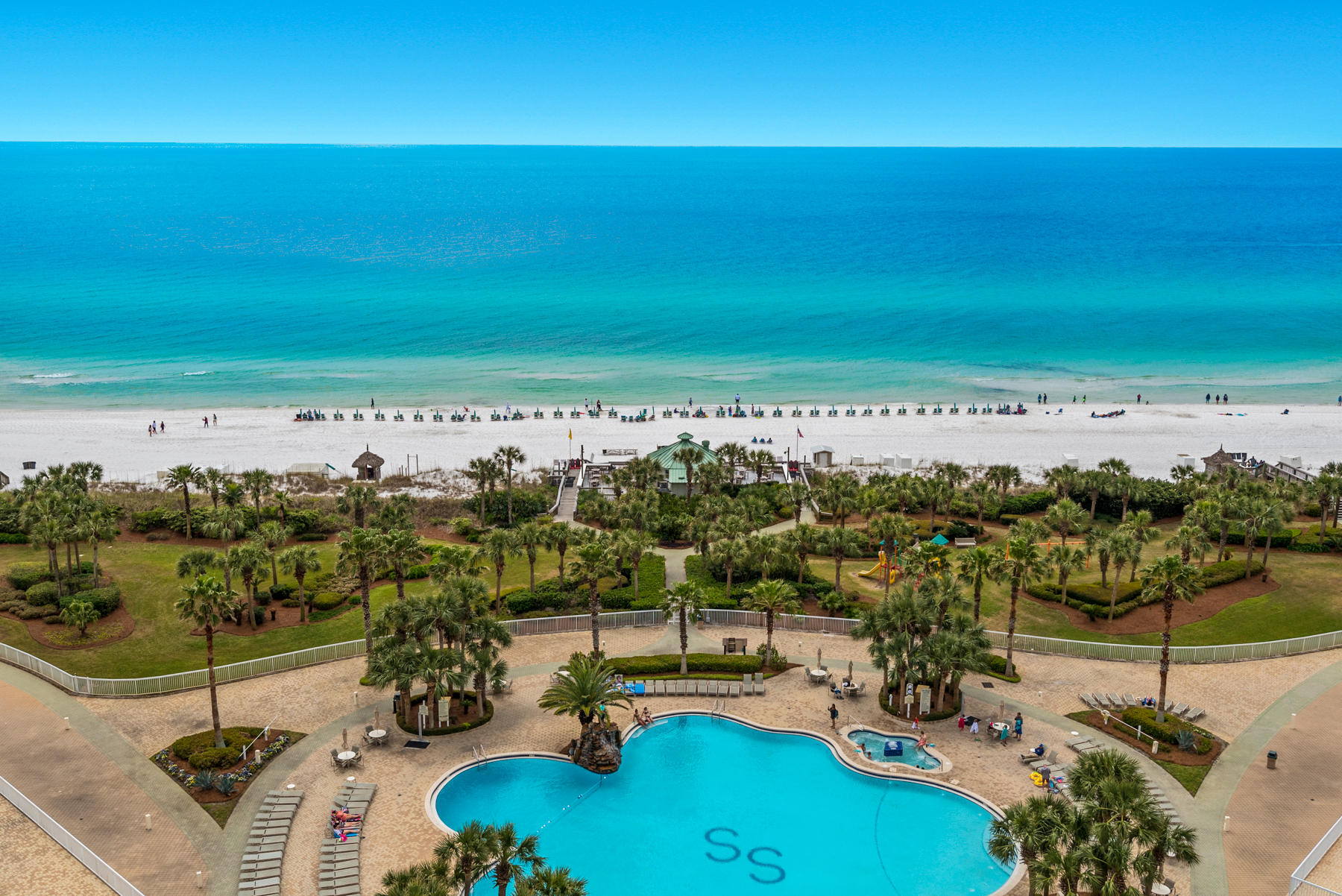 Spectacular gulf views from this 14th floor 3 bedroom, 2 bath condo. The living/dining/kitchen area and the master bedroom open to a gulf front terrace providing gorgeous views of the lagoon pool, the beautifully landscaped grounds, the sugar white sand beach and the emerald green waters of the Gulf of Mexico. The condo is sold furnished with tile floors throughout. There are granite counter tops and a large breakfast bar in the kitchen along with more incredible beach views. The spacious master bedroom has a walk-in closet. The master bath boasts a Jacuzzi tub and separate walk-in shower. Both baths have new showers with beautiful tile work and glass enclosures. The 2 guest rooms share a second terrace providing views of the resort and the Choctawhatchee Bay in the distance. The condo