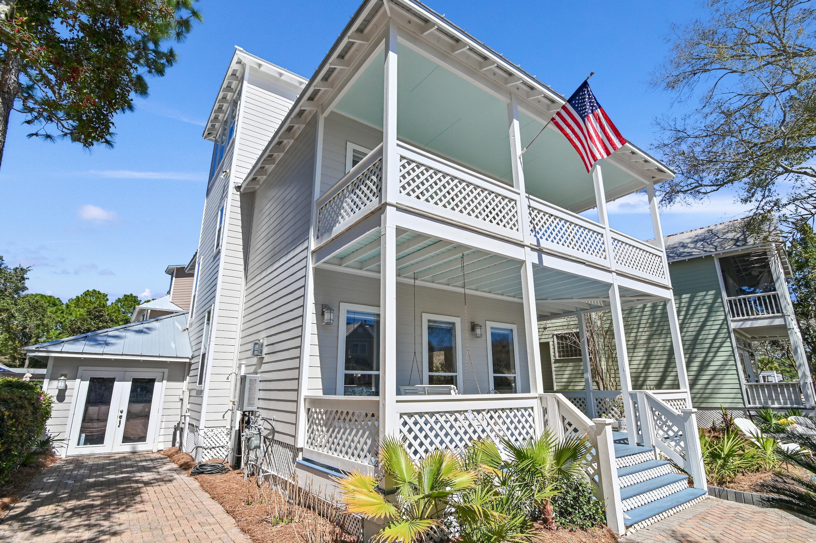 This updated Florida beach cottage in the Olde Towne neighborhood of Crystal Lake in Sandestin is truly captivating. With low HOA fees ~ this home is a MUST SEE TO APPRECIATE! Entering this home, you will be immediately struck by the abundance of natural light that floods the space through numerous windows. Wraparound verandas on both the 1st & 2nd floors can be accessed from all 3 bedrooms and provide ample opportunity to enjoy the outdoor ambience. A 3rd floor loft/crows nest features North and South facing double decks for panoramic views of the surrounding area.This home has undergone significant upgrades. The home boasts two primary bedrooms on the 2nd floor, both featuring luxurious LVP flooring. The accompanying primary bathrooms have also been remodeled. with stylish custom tile floors and elegant quarts countertops. A remodeled kitchen welcomes you with white, soft-close cabinets, stainless steel appliances, built-in refrigerator, farmhouse sink, white Quartz countertops, chef-grade gas stove and beautiful tile backsplash which compliments the color scheme of the home. A tankless hot water heater provides the comfort of an endless supply of hot water. An attached garage has been converted to an art studio and provides additional storage space or can be converted for golf cart parking. A brand new metal roof was installed in June 2023!
Located nearby is a lakefront community swimming pool that offers opportunities for relaxation and recreation. A 4-seat golf cart is included with the sale.
Sandestin Golf & Beach Resort is one of the South's premier resorts. Sandestin has over 7 miles of beaches, golf and bay frontage. Sandestin's 4 golf courses were designed by iconic course designers Robert Trent Jones Jr., Rees Jones and Tom Jackson. The championship golf courses are Raven Golf Club, Baytowne Golf Club, The Links Golf Club and the exclusive Burnt Pine Golf Club. For the tennis enthusiast, Sandestin offers 15 tennis courts, hard and clay, as well as numerous pickle ball courts. Sandestin has multiple community swimming pools, a fully equipped 113 slip Marina, a fitness center and spa. Baytowne Wharf offers great boutique shopping, restaurants and entertainment. Sandestin Marina offers jet skis/ wave runners, canoes, boogie boards, kayaks, pontoon boats, sailing, snorkeling and scuba diving. The Baytowne Marina also offers evening cruises, bay fishing and deep sea fishing. For sophisticated dining and upscale shopping visit Grand Blvd. where you will find Emeril's, Flemings Steak House, Cantina Laredo, The Wine Bar, Tommy Bahamas, The Pottery Barn, Williams Sonoma, Anthropologie, Peter Millar, Lululemon and many more. Publix grocery store (pharmacy) and Sacred Heart hospital are nearby for convenience.
With six annual club memberships designed for a variety of interests, it's never been easier to find the perfect fit for you and your family. Whether you're looking for membership in The Beach Club of Sandestin to help you unwind in a luxurious setting, or connect with an incredible community, Sandestin is where it all comes together.