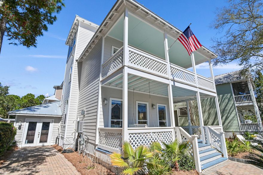 This updated Florida beach cottage in the Olde Towne neighborhood of Crystal Lake in Sandestin is truly captivating. With low HOA fees ~ this home is a MUST SEE TO APPRECIATE!  Entering this home, you will be immediately struck by the abundance of natural light that floods the space through numerous windows. Wraparound verandas on both the 1st & 2nd floors can be accessed from all 3 bedrooms and provide ample opportunity to enjoy the outdoor ambience. A 3rd floor loft/crows nest features North and South facing double decks for panoramic views of the surrounding area.This home has undergone significant upgrades. The home boasts two primary bedrooms on the 2nd floor, both featuring luxurious LVP flooring. The accompanying primary bathrooms have also been remodeled. with stylish custom tile floors and elegant quarts countertops. A remodeled kitchen welcomes you with white, soft-close cabinets, stainless steel appliances, built-in refrigerator, farmhouse sink, white Quartz countertops, chef-grade gas stove and beautiful tile backsplash which compliments the color scheme of the home.  A tankless hot water heater provides the comfort of an endless supply of hot water.  An attached garage has been converted to an art studio and provides additional storage space or can be converted for golf cart parking. A brand new metal roof was installed in June 2023!
 Located nearby is a lakefront community swimming pool that offers opportunities for relaxation and recreation.  A 4-seat golf cart is included with the sale.
Sandestin Golf & Beach Resort is one of the South's premier resorts.  Sandestin has over 7 miles of beaches, golf and bay frontage.  Sandestin's 4 golf courses were designed by iconic course designers Robert Trent Jones Jr., Rees Jones and Tom Jackson.  The championship golf courses are Raven Golf Club, Baytowne Golf Club, The Links Golf Club and the exclusive Burnt Pine Golf Club.  For the tennis enthusiast, Sandestin offers 15 tennis courts, hard and clay, as well as numerous pickle ball courts. Sandestin has multiple community swimming pools, a fully equipped 113 slip Marina, a fitness center and spa.  Baytowne Wharf offers great boutique shopping, restaurants and entertainment.  Sandestin Marina offers jet skis/ wave runners, canoes, boogie boards, kayaks, pontoon boats, sailing, snorkeling and scuba diving.  The Baytowne Marina also offers evening cruises, bay fishing and deep sea fishing.  For sophisticated dining and upscale shopping visit Grand Blvd. where you will find Emeril's, Flemings Steak House, Cantina Laredo, The Wine Bar, Tommy Bahamas, The Pottery Barn, Williams Sonoma, Anthropologie, Peter Millar, Lululemon and many more.  Publix grocery store (pharmacy) and Sacred Heart hospital are nearby for convenience.
With six annual club memberships designed for a variety of interests, it's never been easier to find the perfect fit for you and your family. Whether you're looking for membership in The Beach Club of Sandestin to help you unwind in a luxurious setting, or connect with an incredible community, Sandestin is where it all comes together. 
