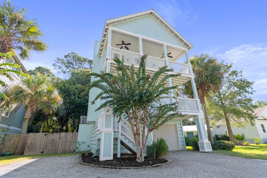 Less than 4 miles to the Gulf's sugar-white beaches! This beach-style home is perfectly suited for a full-time resident or as an investment property. From the moment you arrive, you're greeted by large covered front porches that set the tone for relaxed coastal living. Inside, the home showcases 9-foot ceilings throughout and an open, airy layout filled with natural light. The main level features gorgeous new wood floors, a spacious living area, open dining room, and a bright kitchen with granite counters, stainless appliances, and breakfast bar that flows seamlessly for everyday living or entertaining. A walk-in pantry and powder bath add to the convenience of entertaining guests. The large primary suite offers a peaceful retreat with an ensuite bath, generous walk-in closet, and access to the 2nd covered porch. Two additional bedrooms and a full bath provide ample space for family or guests. Convenient upstairs laundry adds to the thoughtful design. Outdoor living shines with a third large covered porch off the kitchen, perfect for morning coffee, evening cocktails, or simply enjoying the breeze. The huge, fenced backyard is ideal for pets, gardening, or gatherings with plenty of room to add a pool. An oversized two-car garage provides extra room to store kayaks, paddle boards, and more, plus an extended driveway to park your boat. Located within ?? mile of Cessna Park and a public boat ramp, you'll enjoy easy access to Hogtown Bayou and Choctawhatchee Bay for boating, fishing, and waterfront sunsets. 