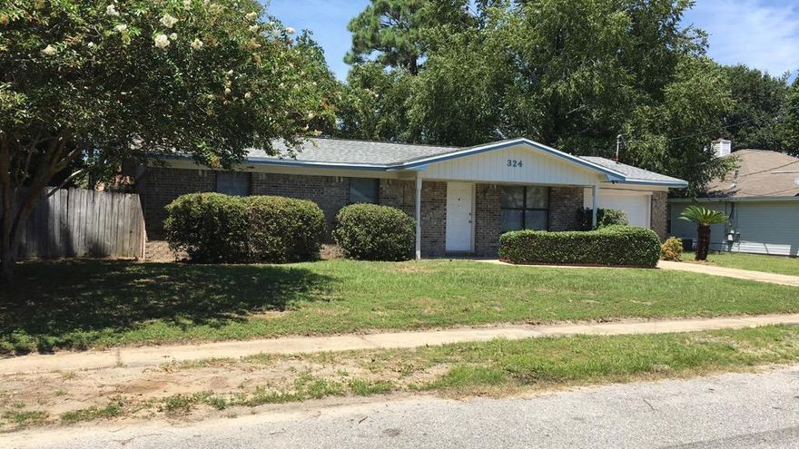 Close to Hurlburt Field! North of 98...You Can go Home for Lunch...This 3 Bedroom 2 Bath Home has a Bonus Room as Well as a Single Car Garage. Laminate and Tile Floors Throughout Make for Easy Maintenance.
The Large Backyard is Privacy Fenced and a Great Place to Gather in the Cooler Months or....Plenty of Room to Add a Pool! Buyer to verify all measurements.