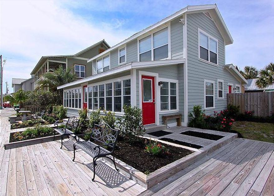 Prime Commercial or Residential space with Gulf views in Grayton Beach across from The Red Bar restaurant and next door to the Zoo Gallery. Short walk to the beach and close to great dining and shopping. No HOA for this great home/investment property.