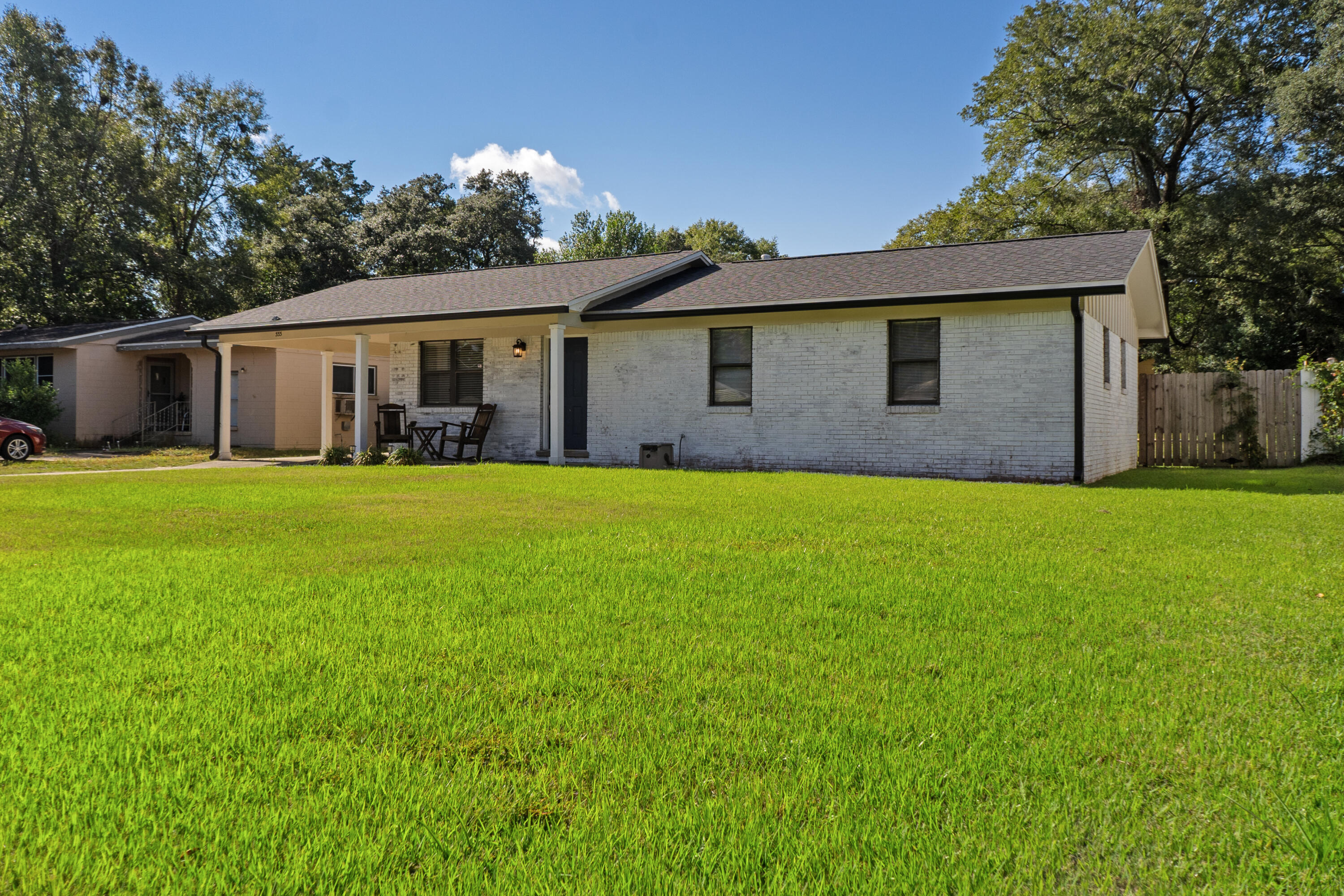 Great location! Open concept split floor plan with luxurious laminate flooring throughout. This home features 4 bedrooms (two Primary bedrooms) and 3 bathrooms. Further features include Samsung appliances (Gas Stove), shaker cabinets with granite counter-tops, and indoor laundry room. New HVAC. LED dimmer-controlled recessed lighting in living/dining area. Over-sized yard for entertaining, and detached two car garage. Conveniently located next to the best ranking schools in Florida, Eglin AFB, Duke Field, 7th SFG, and Hurlburt. NO HOA!