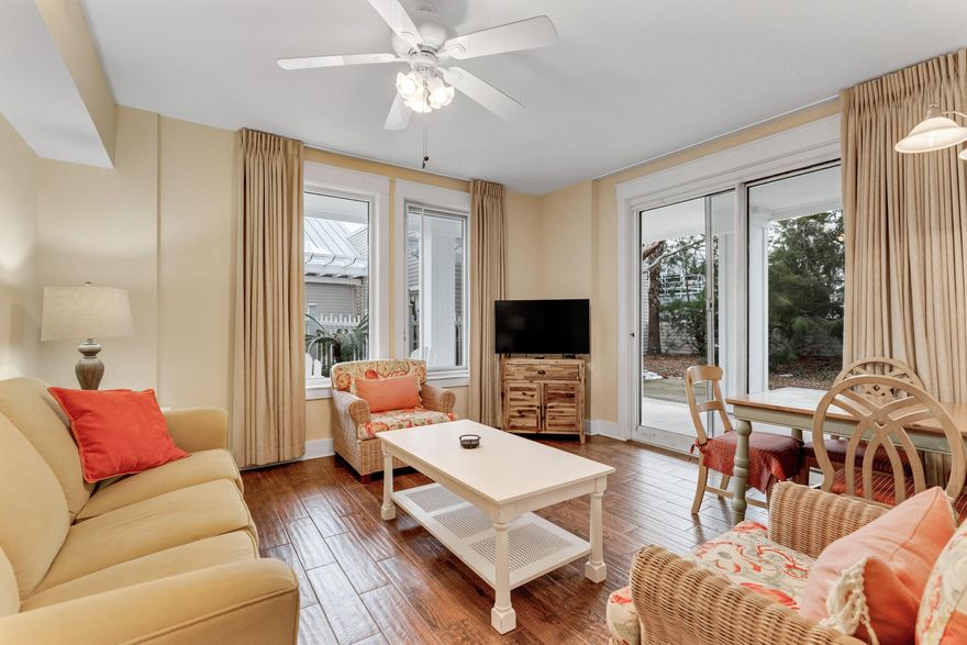 END unit on the ground floor with a HUGE PRIVATE PATIO. Located at Pilot House at Baytowne Wharf, it is an awesome location.  The patio is fenced in and almost right across from the fabulous pool. Feels like it is your own pool and backyard. It cannot be better. Property has a lock out so it can be used combined or separately. The main side is 1 br/1 ba with a fully equipped kitchen and the lockout is an oversized bedroom with a full bath, mini kitchen (fridge, microwave, coffeemaker). They have a separate HVAC and water heater. The condo comes fully furnished with everything you need to make this the perfect getaway. Sandestin has so much to offer - miles of white sandy beaches, four championship golf courses, tennis courts, miles of biking/walking paths, bayside marina, fitness center and spa, resort activities, and the pedestrian Village at Baytowne Wharf. You are only steps away from Baytowne Wharf and its attractions and just a short distance from fabulous shopping and dining at Grand Boulevard. 