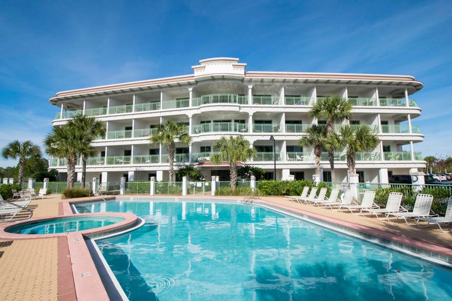 This 4th floor studio unit w/ full bath is fully furnished and rental ready! Granite countertops, white cabinetry, stainless steel refrigerator, queen size bed and tile flooring. Relax on the large balcony and enjoy great gulf views and the sound of the waves and catch a fabulous sunset. Walk, bike or take seasonal shuttle to DEEDED BEACH ACCESS. Laundry facility is available on-site for convenience.The Inn at Seacrest Beach is a perfect getaway offering a community pool and hottub. The deeded beach access is a block away along with fine and casual dining, boutique shopping, walking and biking trails and much more.