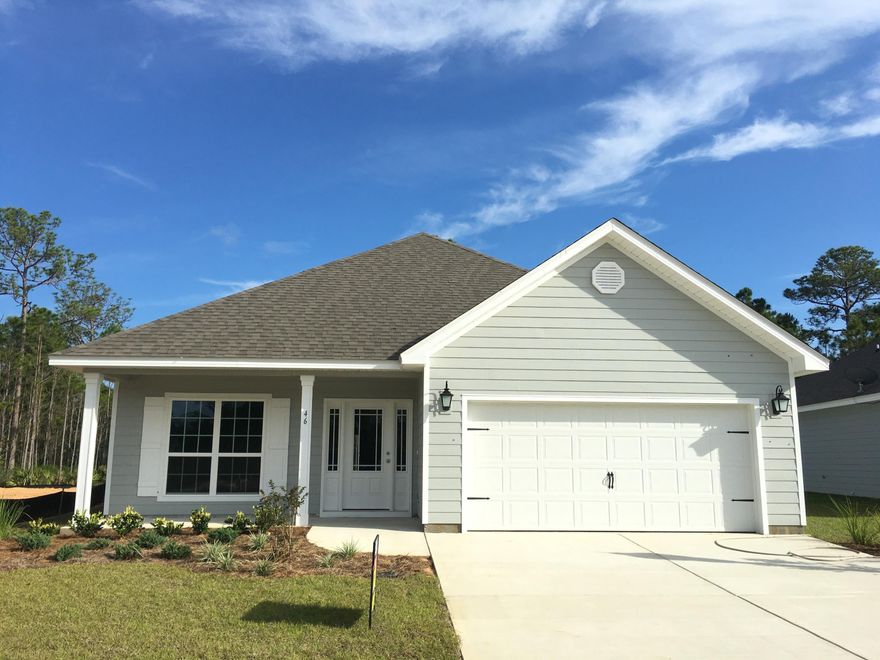 Eagle Bay Landing is a quiet, Bayfront community in the heart of Santa Rosa Beach. This is one of the final homes to be built in the community - don't miss out! Floor plan features office off of entryway, which could also be a fabulous formal dining room. Open concept living area with tray ceiling, and kitchen with ample cabinet space. Master bedroom is spacious, leading into master bath with tiled walk-in shower and garden tub, and a large walk-in closet. Additional bedrooms are a generous size, with walk-in closets in each. Covered front and back porch are perfect for enjoying the warm Florida weather and natural conservation land preserved within the community. Community pool set to open in coming weeks.