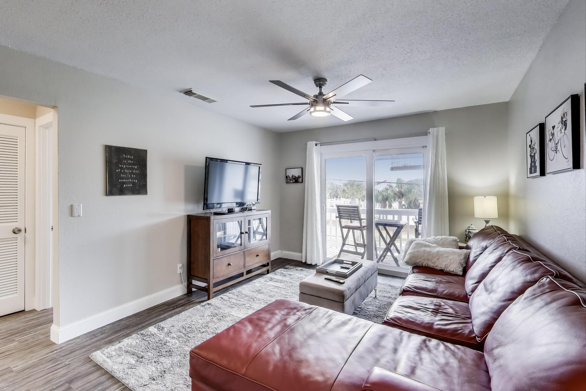 Holiday Isle is a favorite among Locals and Tourist with its Palmed lined streets and sidewalks, two deeded beach access areas, and access to Norriego Point, and O'Steen Beach, where you will find the East Pass and Destin Jetties. Canal Place is a low-density two-story building, located centrally on the Island, #201 is the perfect beach cottage for a full-time residence, second home or vacation rental. 2022 updates to this condo included Shaw waterproof flooring throughout, light fixtures, hardware, LG washer/dryer combo, paint and trim, giving this home a fresh new look. New high impact sliding doors and windows installed in 2024. Unit being sold fully furnished and rental ready. Low Homeowner Association fees.