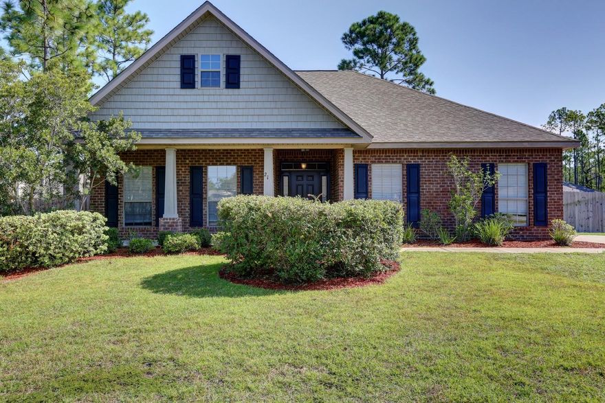 Immaculate Bonaventure plan, former Model Home, now available! Freshly painted and move in ready. 1 story home in Santa Rosa Beach, within minutes to the beautiful Emerald Coast pure white beaches and the popular 30A. VERY spacious corner Home site with side entry 2 car garage and beautiful front porch. This open floor plan will make you feel right at home with a Spacious Master Suite with walk-in closets. Master bath features double vanity and garden tub for relaxing. Nice covered and screened back porch for relaxing or entertaining with irrigation system for low maintenance lawn care. Large lot!