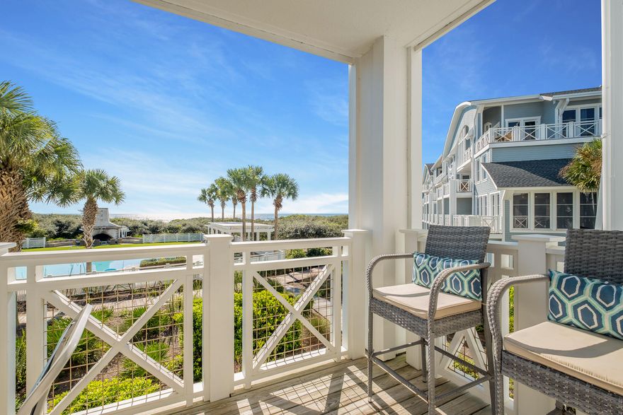 LOCATION LOCATION LOCATION...Direct beach views with easy access to the beaches of Watersound and the Gulf of Mexico from this gorgeous Watersound Crossings Condo!  If you seek privacy and seclusion, this condominium is for you.  This larger 3 Bedroom + Bunk Room, 4 bath, plus garage condo provides the opportunity for the owner to enjoy those relaxing days at the beach with family and friends or enjoy the investment potential of this proven vacation rental.  Improvements are custom bunk room, bar with cabinets, large owner's closet, plantation shutters, and additional cabinets in the garage. Being offered furnished with some exclusions.  In addition, amenities include tennis, work out facility, pools, post office and additional amenities via the Beach Club Memberships available.