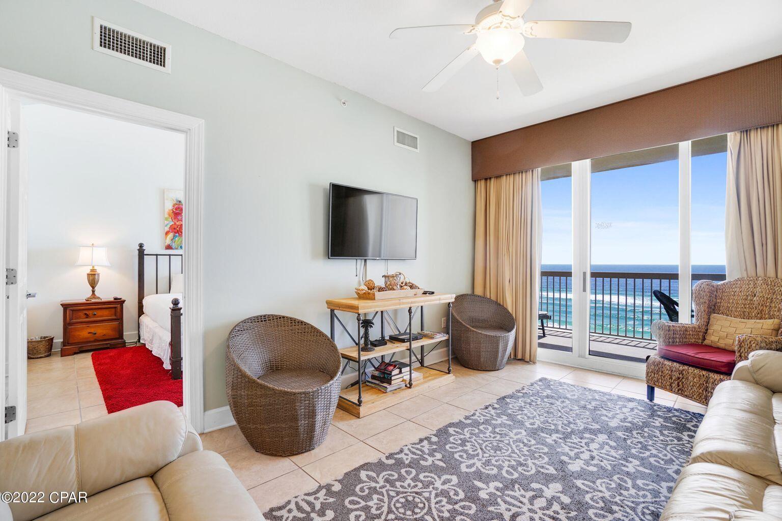 : Sunrise Beach unit 902 has the PRIME mid-stack location in the deluxe 25-story Gulf front complex, offering dramatic Gulf views of the Emerald Coast.This upgraded, turnkey offering conveys fully furnished with beach perfect furnishings and decor. Turnkey and rental ready. Interior features include a spaciousand open floor plan with raised ceilings. The fully equipped, kitchen features stainless appliances and plenty of cabinet space. Ceramic tile throughout. Masterbedroom is Gulf front with balcony access. On-suite master bathroom features tile floors, double vanity, large tub, and walk-in shower. Kitchen, dining, and livingarea have huge gulf views. Dimensions to be confirmed by buyer.