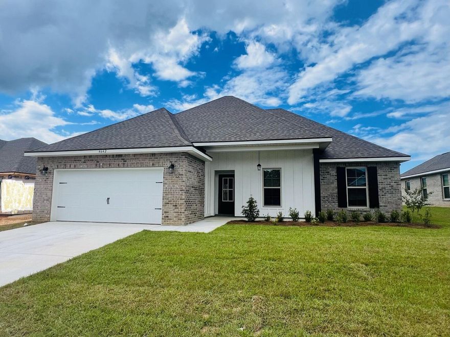 Awesome builder rate incentives and FREE window blinds OR front gutters plus a smart home package (restrictions apply)!The IRISES V G in Patriot Ridge community offers a 4 bedroom, 2 full bathroom, open design. Upgrades added (list attached). Features: double vanity, garden tub, separate shower, and walk-in closet in master bath, kitchen island, walk-in pantry, covered front porch and rear patio, recessed lighting, crown molding, ceiling fan in living room and master bedroom, smart connect Wi-Fi thermostat, smoke and carbon monoxide detectors, landscaping, architectural 30-year shingles, flood lights, and more!Energy Efficient Features: electric water heater, kitchen appliance package with electric range, vinyl low E MI windows, and more! Energy Star Partner.