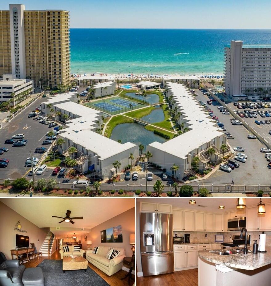 This is an absolute showstopper! Originally built as a 4 bedroom, this Sugar Beach unit was converted into a massive 3-bedroom (1,750 sq. ft.) custom beach condo! The kitchen has the highly desirable cabinets and drawers with smooth closing features, the appliances are all Kenmore Elite brand with a double oven, high end granite with rounded corners, tile backsplash, built in trash can, double sink facing the living room with lake views and a large pantry with custom shelving! There is even a tankless water heater! The property of your dreams has updated lighting, nest thermostat, plantation shutters, hurricane rated sliders, remodeled bathrooms with gorgeous tile, fresh paint, new flooring, and convenient 2nd floor washer/dryer. This pristine condo offers gulf and lake views and is a beautiful investment for personal use or as a vacation rental. There are too many updates to mention, you have to see it for yourself!
Make sure you check out the full upgrade list in the documents section. Even the concrete walls have been covered with drywall and the HVAC replaced in April 2018. Sugar Beach is family-friendly resort in Panama City Beach, FL! The swimming pool & clubhouse with ping pong table is always a favorite! If you are interested in grilling outdoors, head to the BBQ grill area and never miss a friendly game of shuffleboard. The lighted tennis courts will help keep your competitive spirit alive! The location is only 4 Miles to St. Andrews State Park and 1 Mile from Wal-Mart Super Center. Included with the HOA dues is cable TV, water and sewer. An added plus....Sugar Beach is pet friendly (owner pets only). Don't forget the best part...enjoy the private access beach for gorgeous sunrises and sunsets! All information is approx and must be verified by Buyer if important.