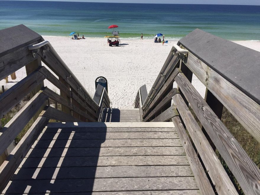 Ready for Spring? Then this is the beach condo for you! NEVER RENTED end unit front building Alerio condo on the much-sought-after ground floor, with its designated parking right in front. Walk right out to one of the two public beach accesses across Old 98. Walk straight in with groceries, supplies, luggage. No elevator, no stairs. Professionally furnished, and used sparingly as a second home. Professional interior photos coming soon. Similar condo grossed $35,430 in 7 months in 2020, with two owner stays. Condos in the front buildings do not come on the market frequently, and rarely one is this location and superb condition. All hard surface flooring; no carpet. Granite countertops throughout. 10 foot ceilings. A spacious master bath with both shower and soaking tub. Don't miss this one!